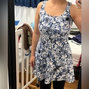 beautiful blue patterned dress H&M woman dress